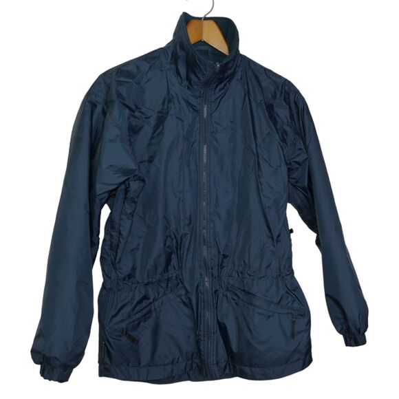 VTG Columbia Women's Sz S Dark Green Or Teal Windbreaker Jacket Lots Of Pockets - Picture 7 of 9